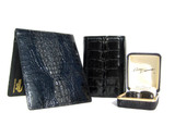  Edgy SET - Unisex Black HORNBACK Alligator Skin Wallet, Key Case &  CUFF LINKS! 
