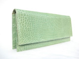 Seafoam GREEN Early 2000's ALLIGATOR Belly Skin CLUTCH Shoulder Bag - ITALY