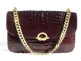  LEDERER 1950's-60's OXBLOOD Red CROCODILE Skin Shoulder Bag - Hermes Style 