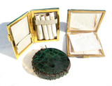  Unisex 1950's Green CROCODILE Set - Cigarette Case, Change Purse & Powder Case 