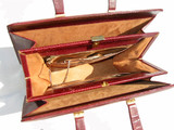  HUGE 1970's-80's OXBLOOD Lizard Skin Handbag BRIEF 