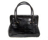 Early 2000's BLACK Alligator Belly Skin Handbag SATCHEL - SUAREZ
