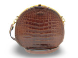  KORET 1950's-60's Chocolate Brown Alligator Skin Shoulder Cross Body Bag! 