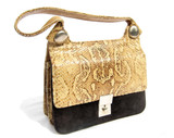 1980's-90's Black Suede & Snake Skin Shoulder  Bag