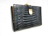  ROSENFELD Black CROCODILE Porosus Belly Skin Wallet & Change Purse 