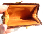  Large 1940's-50's Chocolate Brown Alligator Skin Change Coin Purse 