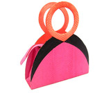 COLOR BLOCK Orange, Pink & Black Structural 1970's-80's COBRA Snake Skin Handbag - ANDREA PFISTER 