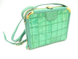  Unique 1990's Light TURQUOISE Patchwork CROCODILE Skin CROSS Body Bag 