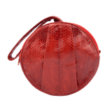 Round WRISTLET Style RED 1980's-90's COBRA Snake Skin Shoulder Bag 