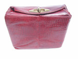  1940's-50's Red LIZARD Skin UNISEX MAKE-UP Bag DOPP 