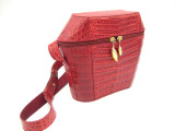  Gorgeous Early 2000's RED Crocodile Belly Skin CROSS BODY Shoulder Bag - DE VECCHI 