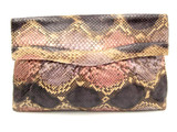  1980's PINK & PURPLE PYTHON Snake Skin Clutch Shoulder Bag - Supreme 