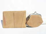  JUDITH LEIBER Tan 1980's KARUNG Snake Skin WALLET & Change Purse 