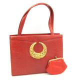  Stunning Orange Jeweled MARTIN VAN SCHAAK 1960's-70's Lizard Skin Handbag 
