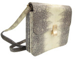  XL 2000's Cream & Gray Classic Messenger Style RING Lizard Shoulder Bag 