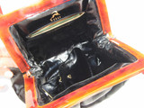  KORET 1940's-50's DECO Style CALF SKIN FUR Purse w/BAKELITE 