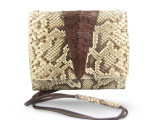  Edgy PYTHON Snake Skin Shoulder Cross Body Bag with CROCODILE Tail - LEVINE 