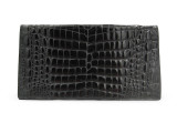  Unisex SANTAMARIA 1990's -2000's Long Black CROCODILE Belly Skin Jacket Purse Wallet 