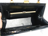  Huge COBLENTZ 1950's-60's FRENCH Black ALLIGATOR Belly Skin Handbag 