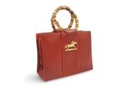 Burnt Orange MARTIN VAN SCHAAK 1960's-70's Lizard Skin Handbag - Race Horse!!