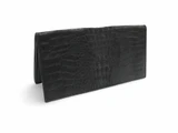Lovely UNISEX 1980's-90's BLACK Hornback Crocodile Skin Long Wallet - KAIYO