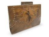  1940's QUILTED Lizard Clutch Purse w/Silver Hardware - Back Feathers 