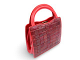 Unique 1950's-60's RED Lizard Skin Basketweave Handbag