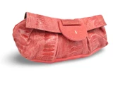 RED R & Y AUGOUSTI  Ostrich Leg & Stingray Skin Clutch