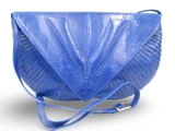 Gorgeous COBALT BLUE 1980's-90's Sea Snake Skin Clutch Shoulder Bag