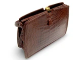 Timeless Chocolate Brown 1950's-60's LUCILLE de PARIS Alligator Belly Skin Handbag