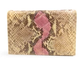Stunning QUILTED Chic de PARIS 1970's-80's  Pastel PYTHON Skin CLUTCH ShoulderBag