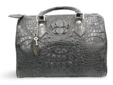 XL 2010's Jet Black CROCODILE Belly Skin SPEEDY Bag -  Lock & Key!