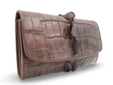 Stunning 1990's-2000's Brown Hornback CROCODILE Tail Skin CLUTCH Wallet