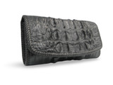 Amazing 1990's-2000's Black Hornback CROCODILE Skin CLUTCH Wallet