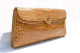 1960's MUSTARD Crocodile POROSUS Clutch Bag - GERMAINE GUERIN