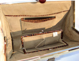  Lovely 1940's Chocolate DECO Style CROCODILE Skin WRISTLET Bag 