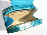  TEAL 1990's LANA OF LONDON Crocodile Belly Skin Handbag 