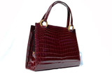  RARE BURGUNDY RED 1950's-60's MARTIN VAN SCHAAK Crocodile Porosus Skin Handbag 