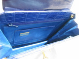  BLUE 1980's-90's Crocodile Skin CLUTCH Bag - ALFRED ROTH 