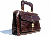  Outstanding ROSENFELD 1950'-60's Chocolate ALLIGATOR Skin Handbag 