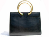  BLACK 1950's-60's MARTIN VAN SCHAAK Lizard Skin Bag - Stones! 