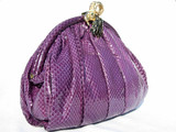  Jeweled PURPLE 1970's-80's COBRA Snake Skin CLUTCH Bag - RAM! 