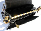  CHRISTIAN DIOR 1950's-60's Jet Black CROCODILE Skin SHOULDER Bag 