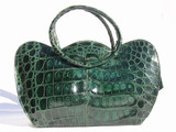  DECO Style 1942 EMERALD GREEN CROCODILE Belly Skin Bag - CALVET 