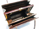  Dk. Chocolate 1950's-60's CROCODILE Porosus Belly Skin Handbag 