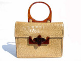  Fabulous TAN 1950's-1960's TURTLE Skin Handbag w/LUCITE - Alexander's 
