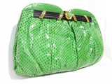  GREEN 1970's-80's COBRA Snake Skin CLUTCH Shoulder Bag! 