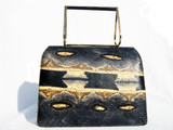  Fabulous BLUE 1970's BOA Snake Skin Handbag - NICHOLAS REICH 