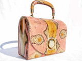  SACHA France 1950's-60's Dyed BOA Snake Skin "LUNCHBOX" Purse - SAKS 