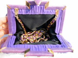  Petite SHARIF 1970's-80's LAVENDER Purple LIZARD & Pleated SUEDE Clutch Bag 